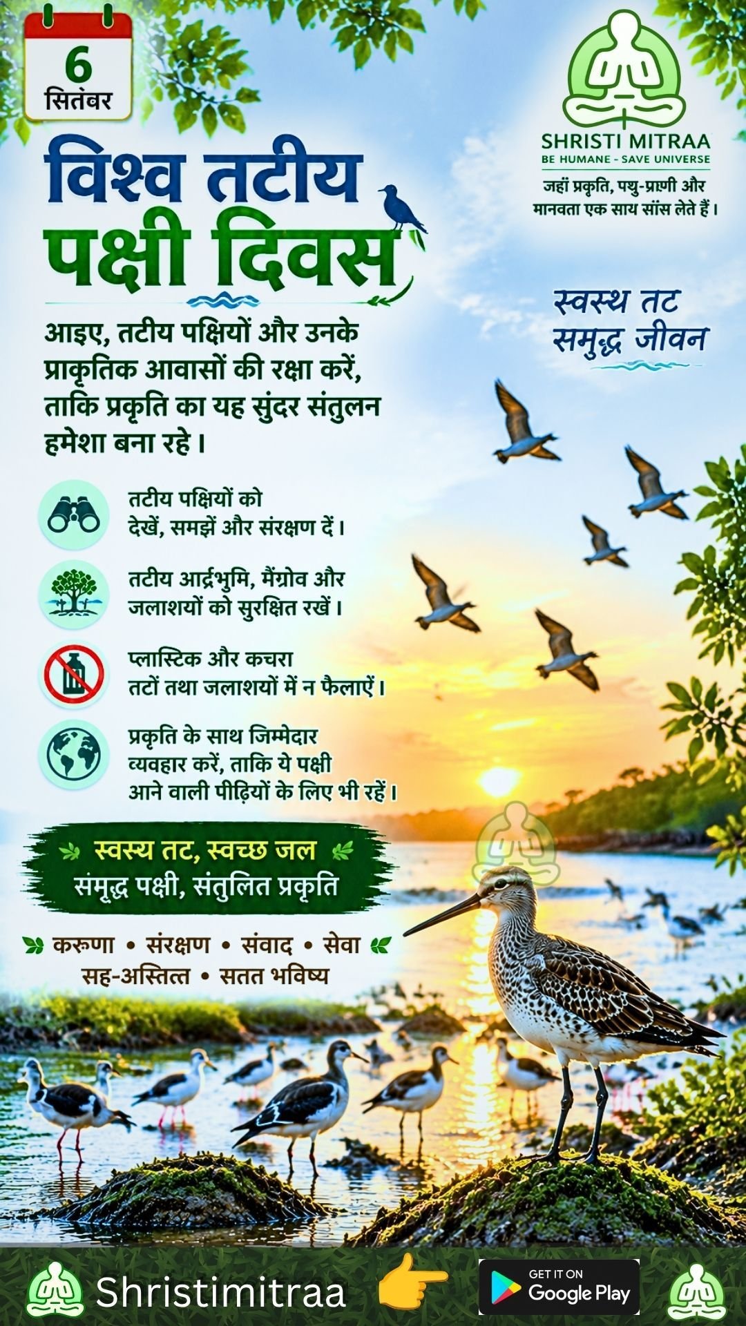 6 सितम्बर - विश्व तटीय पक्षी दिवस